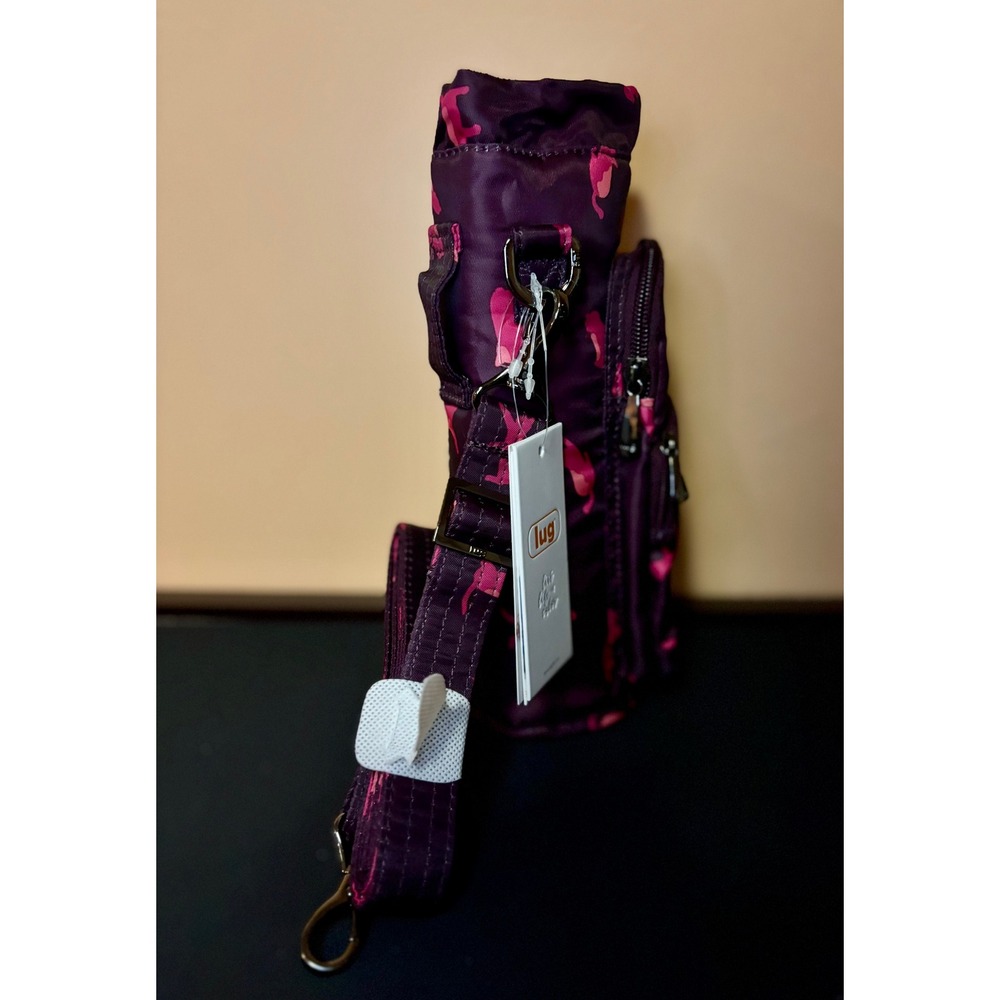 New Lug Huggie Water Bottle Holder Crossbody Bag Purple Cat-Astravaganza Print - Picture 3 of 9